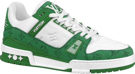 louis vuitton trainer green monogram denim white|louis vuitton trainers.